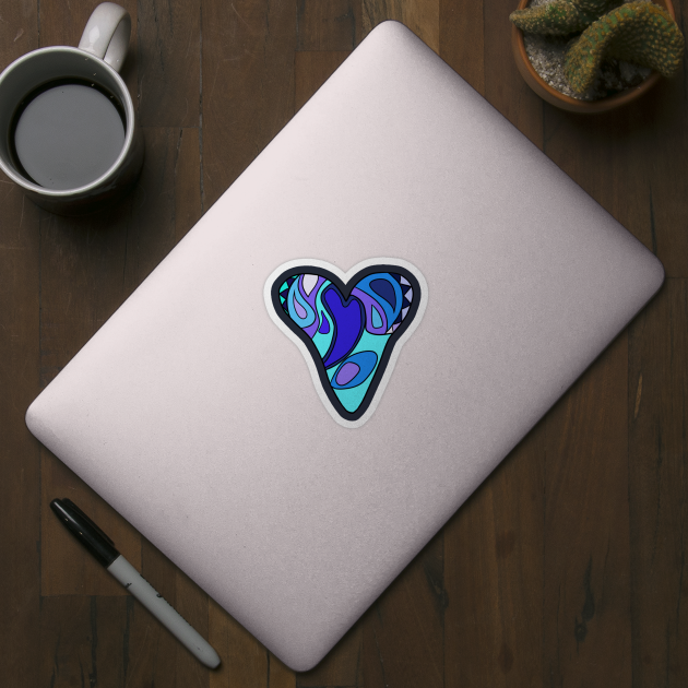 Long Blue Heart by VazMas Design